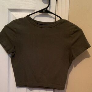 Olive Green Cropped T-Shirt